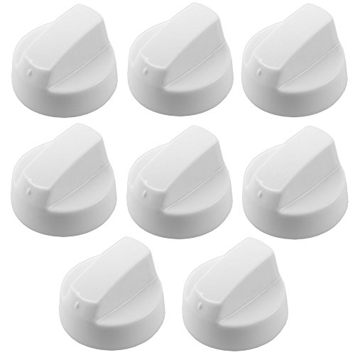 SPARES2GO Lot de 8 boutons de commande blancs pour four et plaque de cuisson Electrolux + adaptateurs