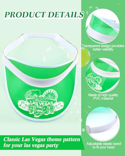 Image of Suhine 12 Pcs Las Vegas Visors Green Casino Hat Dealer Visors Poker Hat Clear Sun Cap for Casino Party