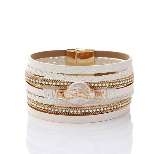 Bracelet cuir véritable et perles de culture : finition premium et fermoir aimanté
