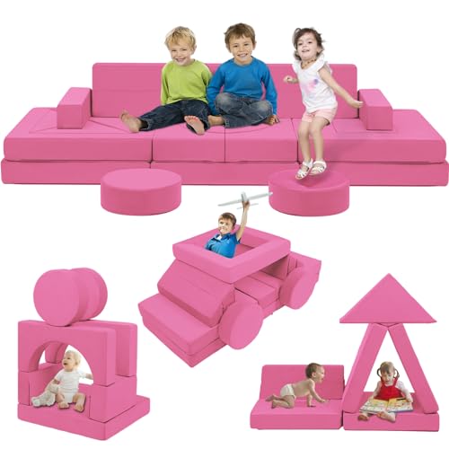 Edbuosy 22Pcs Modular Kids Play Couch - Kids Couch for Playroom Bedroom Living Rooms Toddler Sofa for Inspiring Child Creativity，Children Convertible Foam Sofa