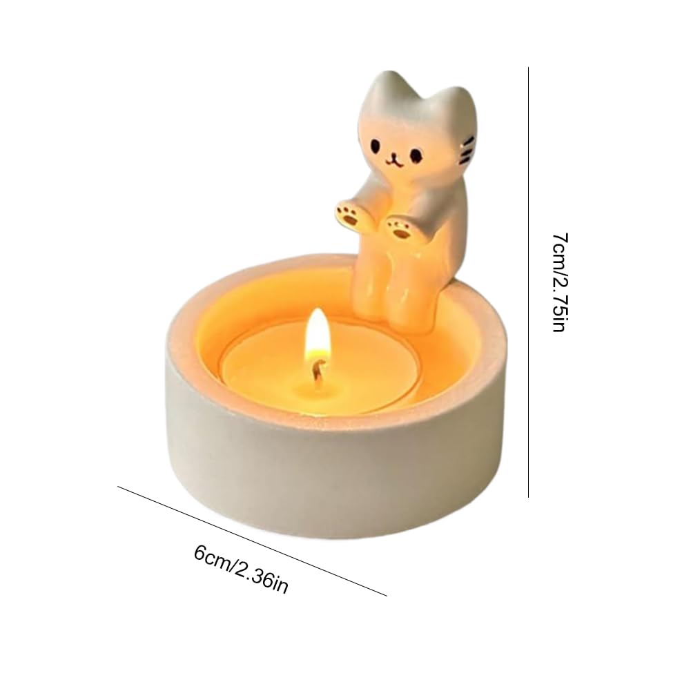 Starnearby Portacandele Gattino Cartone Animato, Portacandele Con Zampe Riscaldanti Per Gatti, Porta Candele Gatto, Ideale Come Regalo Per Gli Amanti