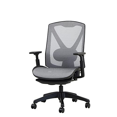 LOOKIT ワークチェア ヘッドレストなし フットレスト メッシュ ホワイト DF-1