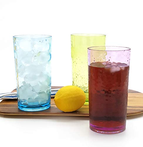 Kx-Ware 20-Ounce Acrylic Glasses Plastic Tumbler, Set Of 6 Multicolor - Hammered Style, Dishwasher Safe, Bpa Free #TOP5