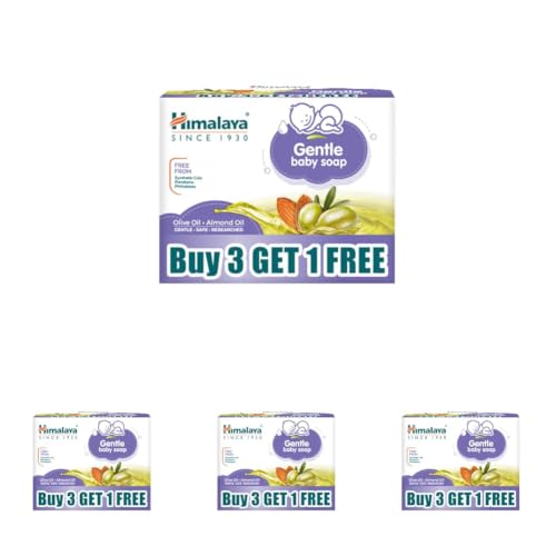 Image of Himalaya Gentle Baby Soap for Newborns | No Post Bath Dryness | B3G1 FREE - 125g | Gentle Cleansing With Phyto-Oil Complex of 100% Natural Oils of Almond & Olive| No. 1 Doctor Recommended Brand