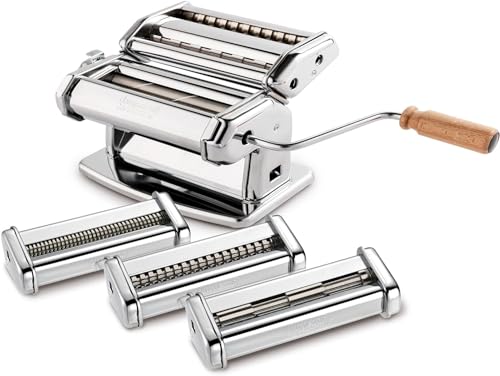 Imperia La Fabbrica della Pasta Gourmet. Nudelmaschinen-Geschenkset mit Zubehör. Made in Italy. Kit mit manueller Ausrollmaschine, verstellbarem Nudelschneider für Trenette, Tagliolini, Pappardelle.