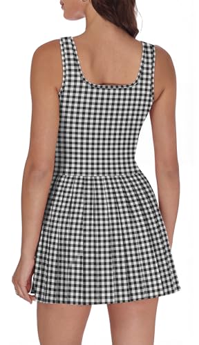 Image of NIASHOT Athletic Dress for Women with Shorts Sleeveless Womens Golf Dress | Pleated skirt with shorts, Vacation dresses, Graduation dresses, Pilates fashion clothing, Country concert outfits for women