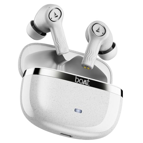 Boat Nirvana Ion ANC Pro, Hi-Res Audio LDAC,ANC(~32dB), 120Hrs Battery, App Support, Fast Charge, v5.3 Bluetooth TWS in Ear Earbuds Wireless Earphones with mic (Quartz White)