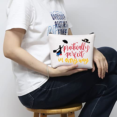 Mary Poppins Cosmetic Make Up Bag Mary Poppins Gift Practically Perfect In Every Way Makeup Zipper Pouch Bag For Women Girls (Practically Perfect) #TOP6
