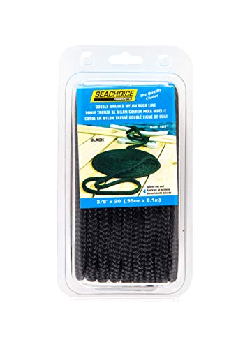 Seachoice Double-Braid Nylon Dock Line 3/8" X 20' 40271 Black #TOP4