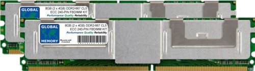 GLOBAL MEMORY Kit di Memoria RAM DDR2 667MHz PC2-5300 240-PIN ECC Completamente buffered DIMM (FBDIMM) da 8 GB (2 x 4 GB) per Server/Workstation/schede Madri (Kit di 4 Classi)