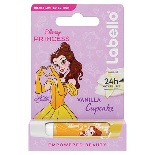 CONTENUTO DELLA CONFEZIONE – Labello Colorato Vanilla Buttercream, balsamo labbra riparatore per bambini, burro di cacao labbra con design con Belle, 1 stick labbra da 4.8 g, numero articolo: 88000