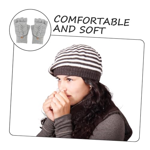 Guantes sin dedos para mujer mitones de punto invierno adolescentes 6