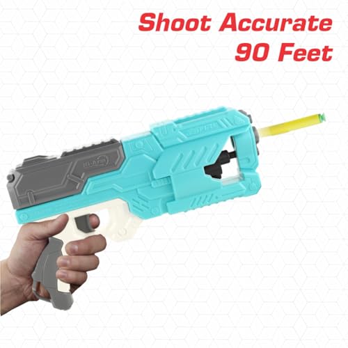 Image of Aditi Toys High Performance Six Fire Gun, Toy Blaster Gun with 6 Dart Rotating Drum, Hi-Arm Toy Gun for Kids Above 6 Years, Accurate Upto 45 Feet, Includes 10 Soft Bullet Darts, BIS Approved. (Blue)