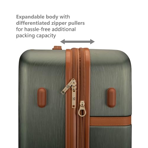 Badgley Mischka Grace 3 Piece Polycarbonate-ABS Expandable Retro Luggage Set (Olive Green)3