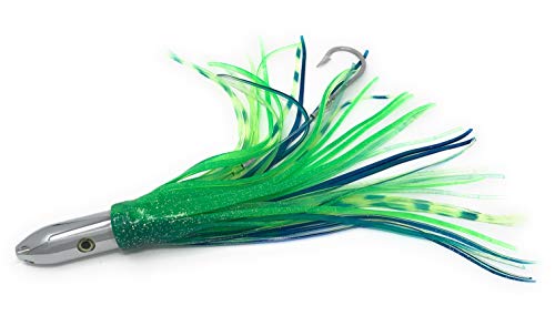 Rigged Trolling Lure Marlin Tuna Mahi Dolphin Durado Wahoo Octopus Skirted Jet Head Fishing Lure-12inch - 320G (Mixed Colors Green, 12 inch)