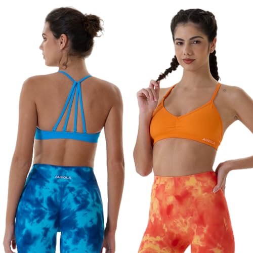 Image of AUROLA Mercury Workout Sports Bras Women Athletic Removable Padded Backless Strapy Minimal Crop Top