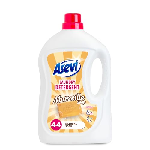 Asevi Laundry Detergent, Washing Liquid Detergent, Laundry Cleanser, 2376 ml, 44 Washes, Marseille Soap