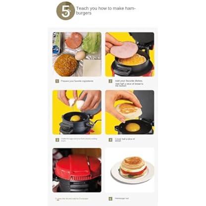 ANNJUC Burgerpresse, Hamburger-Patty-Maker, Antihaftbeschichtet, Multifunktional, für Hamburger, Omelett, Steak, Frühstück, Sandwich, Maschine, EU-Stecker, Langlebig, Einfach zu Bedienen – Bild 8