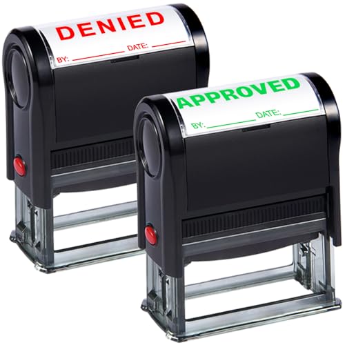 Bertiveny Self Inking Approved and Denied Stamps Set Office Self Inking Approved Denied by Stamp with Date for Business Supplies Approve Stamp Denied Stamps with Date and Signature