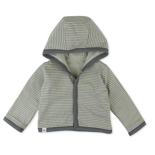 Image of HonestBaby Snap-Front Reversible Hoodie 100% Organic Cotton Infant Baby Boys, Girls