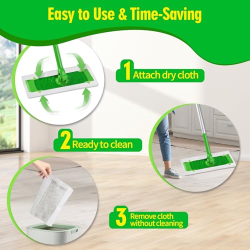 Image of Dry Sweeping Cloths Compatible with Swiffer Sweeper Mop, Disposable Sweeping Dry Pads Refill, Dry Floor Cloths to Clean Dust, Dirt, Pet Hair, 180 Count