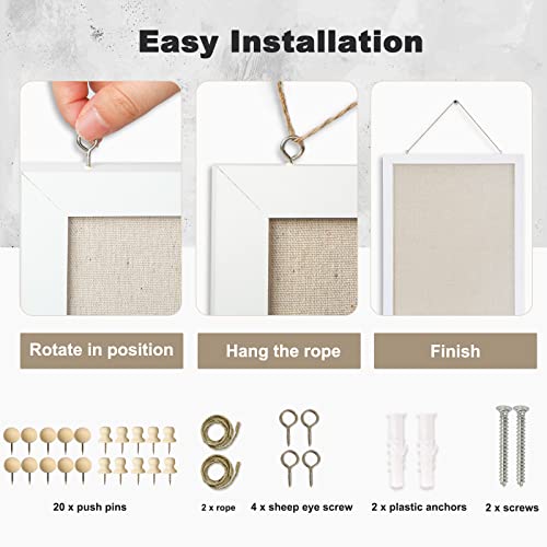 Amusight 2-Pack Linen Cork Bulletin Board For Walls, 12" X 16" Hanging Small Corkboard, Picture Display Vision Board Kit For Office Room Decor, 20 Pins #TOP3