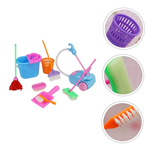 CANIGHT 1 Conjunto De Vassoura Para Crianças Pá De Lixo Ferramentas Brinquedo Casa De Bonecas Balde