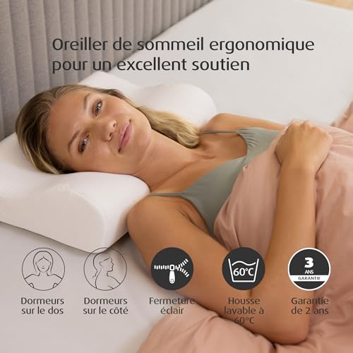 Mousse à mémoire de forme TEMPUR Oreiller Ergonomique Blanc L - 4
