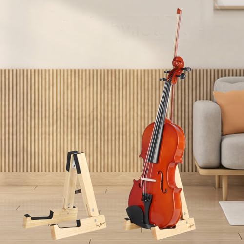 image for Mr.Power Oak Violin Stand with bow holder, Wood Soprano Ukulele Floor 