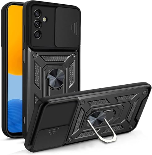 Movilear Funda Carcasa Armor para Samsung Galaxy M52 5G, Antigolpes Cubierta de Camara Deslizante para Proteger con Soporte Giratorio de Anillo Color Negro Armadura Antigolpes FANA