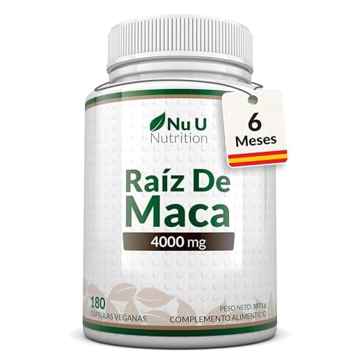 Maca Negra Andina 4000mg - 180 Cápsulas Veganas - 6 Meses de Suministro - Para Hombre y Mujer - Extracto de Raíz de Maca Peruana de Alta Potencia - Nu U Nutrition