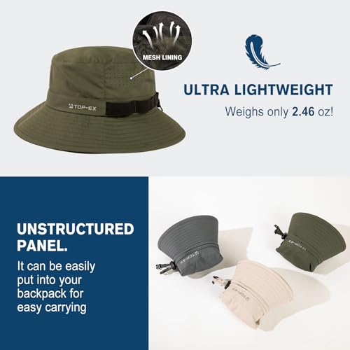 Image of Mens Wide Brim Golf Bucket Cooling Sun Hat L XL Extra Large Size UV Protection Boonie Sunhat Summer Hiking Outdoor Fishing SPF50 Army Green