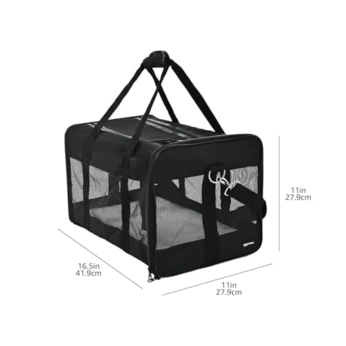 Amazon Basics AMZSC-002 Tragetasche für Hund Haustiere mit weichen Seiten, Größe M, Schwarz, 42 L x 24 W x 25 H cm