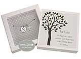 Taufkette Mädchen Junge Lebensbaum Silber 925 mit Gravur Geburtsstein und Geschenkbox Taufgeschenk personalisierte Kette zur Taufe Kommunion Geburt Taufschmuck HANDMADE IN GERMANY