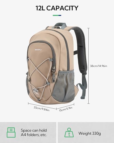 Waterfly Small Hiking Backpack 12L: Mini Lightweight Sport Rucksack with Chest Strap Daypack Compact Day Bag for Outdoor Travel Walking Camping Cycling Climbing Women Men Teenagers - Image 2