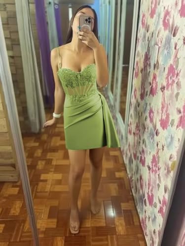 Sequin Short Homecoming Dress for Teens 2025 Satin Corset Lace Mini Cocktail Dresses2