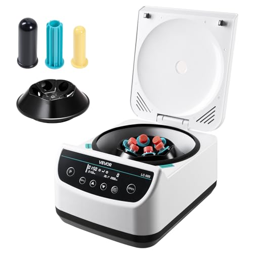 VEVOR Centrifuge Machine, 100-2100xg RCF Electric Laboratory Centrifuge Machine with 1 Rotor for 2/5/10/15/50ml Tube Capacity, Low Speed 500-4000rpm with Timer, Widely Used in Various Experiments
