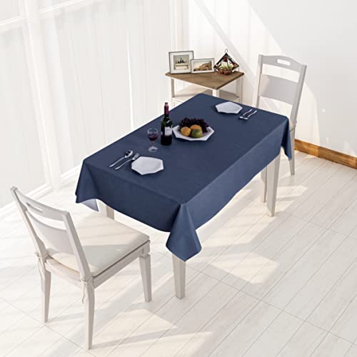 Image of sancua 100% Waterproof Rectangle PVC Tablecloth - 52 x 70 Inch - Oil Proof Spill Proof Vinyl Table Cloth, Wipe Clean Table Cover for Dining Tables, Buffet Parties and Camping, Greyish Blue