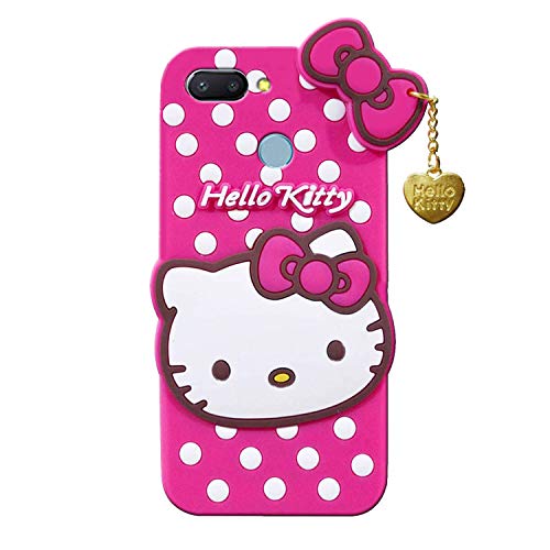Image of Unirock Hello Kitty Back Case Cover for Redmi 6| 3D Cute Hello Kitty Case |Soft Silicone Rubber Back Cover with Pendant Kitty Cover for Redmi 6 (Pink)