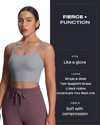Image of Aoxjox Women's Workout Sports Bras Fitness Padded Backless Yoga Crop Tank Top Twist Back Cami