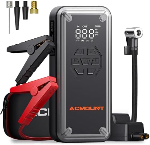 W160 Jump Starter with Air Compressor, 5000A Car Jump Starter 150PSI Tire Inflator, 12V Car Battery Jumper Pack for Up to 9.0 Gas/8.0L Diesel, Portable Air Pump with LCD Display & LED Light