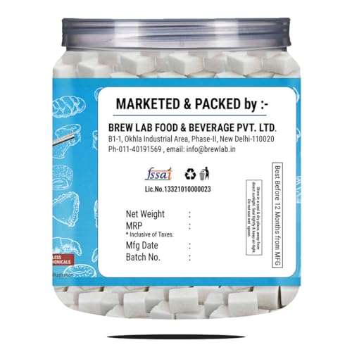 Image of Brew Lab Sulphur Less White Sugar Cube (250 g) | No Harmful Chemicals Perfect For Tea & Coffee | Sugar