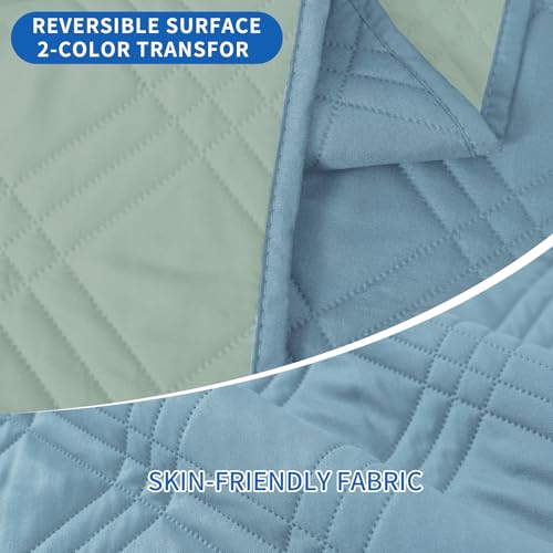 Sofa cover bleu clair et vert pour protéger des poils de chat - 5