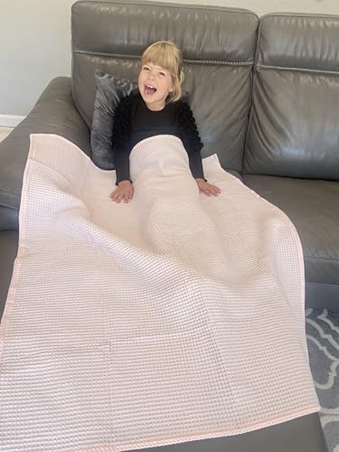 Image of Soft & Cozy Baby Waffle Blanket 43x40in Nursery Blankets for Boys Girls Swaddle Neutral Lightweight Baby and Toddler Throw Blanket Receiving Blanket (Light Pink)