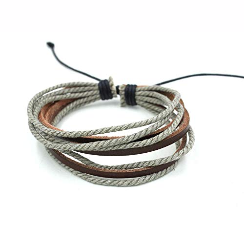Bracelet en cuir rétro multicouche unisexe tissé à la main