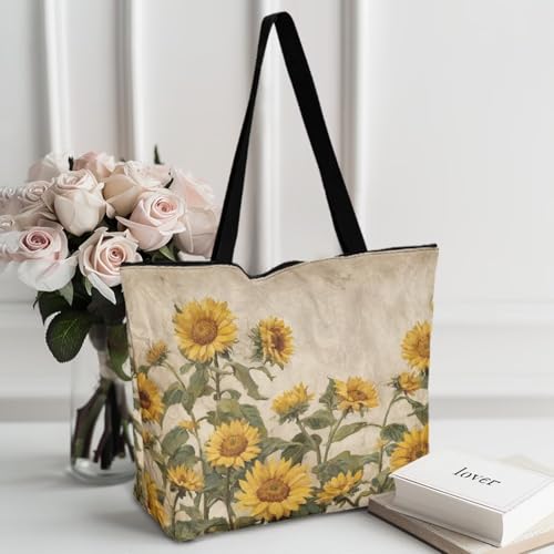 Image of Art Lover Zippered Tote Bag Waterproof Large Work Tote Bags, Artwork Women's Purse Handbags Travel Totes