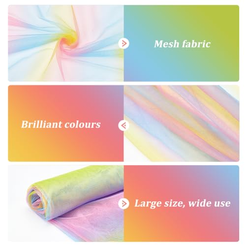 FINGERINSPIRE 5.5Yard/5m Multicolor Tulle Fabric 1.6m Rainbow Tulle Mesh Fabric Polyester Rainbow Net Fabric by The Yard Colorful Tulle Fabric for Dress Costume Making DIY Craft Home Party Decoration - Image 4