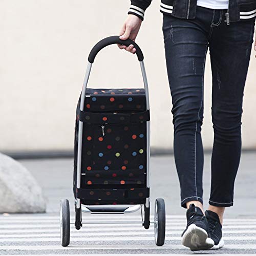 Shopping Trolley Bag Portable Foldable Trolley Household Outing Aluminum Alloy Saving Shopping Cart Multifunctional Shopping Cart (Color : Black, Size : 47.539100Cm) #TOP1