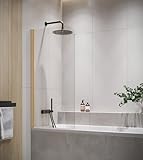 Badplaats Duschwand für Badewanne Torino 60 x 140 cm Gold - Drehbare Duschtrennwand mit 5 mm ESG Sicherheitsglas, Nano-Beschichtung