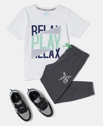 Image of Jockey AB10 Boys Super Combed Cotton Rich Graphic Printed Joggers with Elasticated Hem